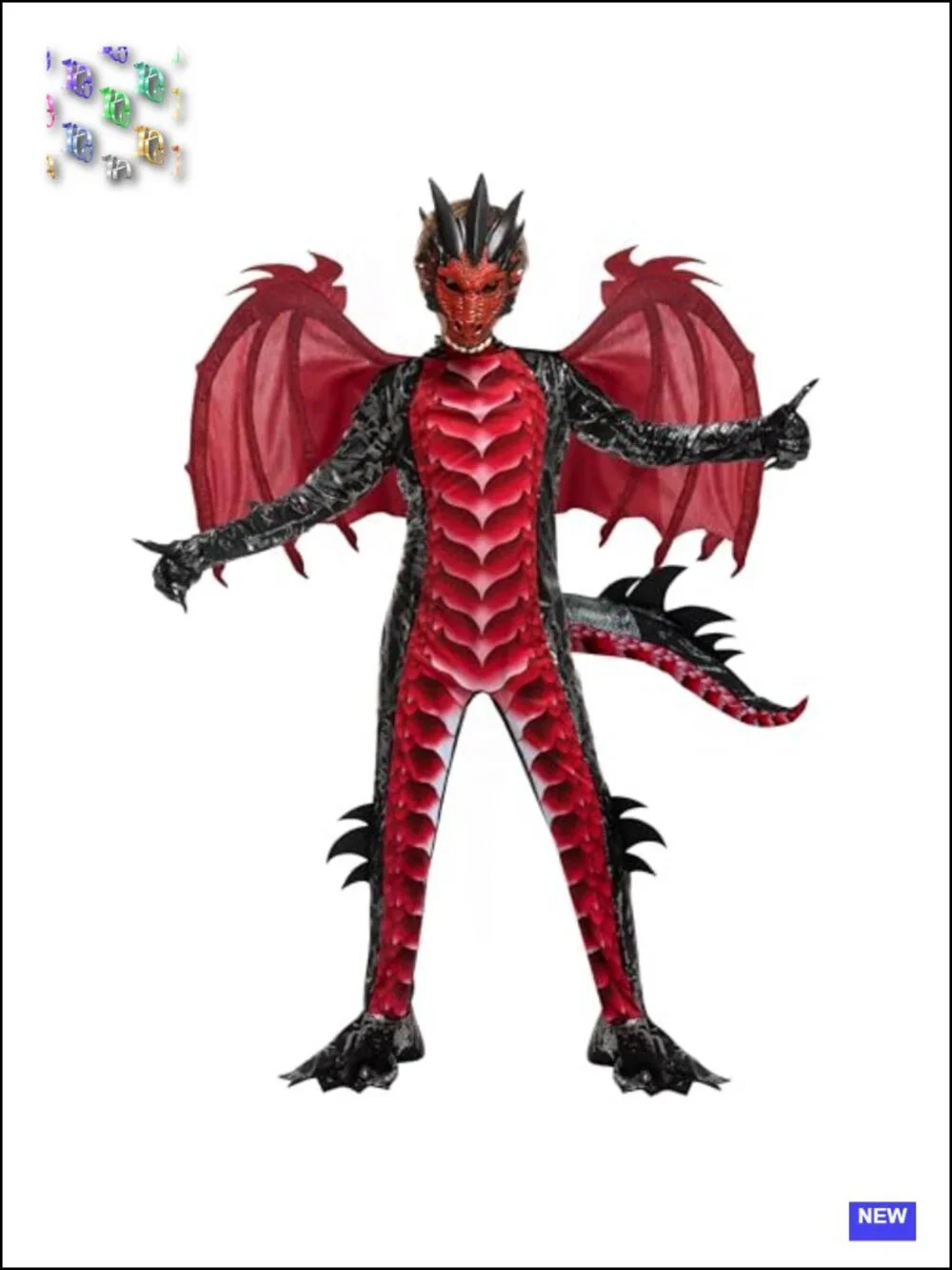Kids Dragon Costume Boys Halloween Deluxe Set Mask Wings Jumpsuit Gloves Tail